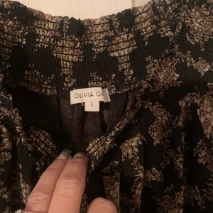 NWT oliva grey floria sheer black shirt